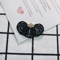 Black lace fan-shaped DIY jewelry accessory with a gold metal clasp on a grid background - 15# Black