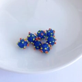 Deep blue handmade glass beads with colorful raised dots for DIY jewelry making - 5# Dark Blue Colorful Dot (Small)