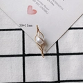 Detail of gold copper wire wrapped white pearl pendant accessory 39x11mm on plaid base - Elegant Cage Weaving Style (11#)