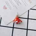 Detail of fabric flower pendant with imitation pearl and gold metal cap for DIY jewelry - Orange and White Two-tone Style (14#)