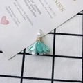 Detail of DIY floral fabric tassel pendant with imitation pearl and gold cap decoration - Mint Green and White Style (15#)