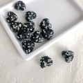 Breloques cœurs noirs scintillants avec strass AB pour création de bijoux DIY et artisanat - Perle Cœur Ciel Étoilé 15x14x10mm / Noir couleur AB