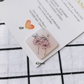 Detail view of 42mm pink floral relief acrylic pendant for DIY jewelry making - Floral Butterfly Acrylic Square (10#)