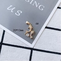 Detail of 20x13mm gold plated twin fish pendant with white zircon and green gemstone - Double Fish Style (4#)