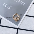 Detailed 20x15mm gold hollow wave charm with zircon inlays for DIY jewelry making - Wave Ring Style (5#)