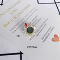 Λεπτομέρεια macro χρυσού μοτίφ λουλούδι 22x22mm με πράσινο κέντρο και πέτρες ζιργκόν - Λουλούδι Αστέρι (1#)