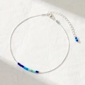 Bracelet bohème en argent S925 avec perles en cristal bleu et fermoir mousqueton chic - Style Perles Mélange Bleu (Style G)
