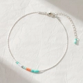Böhmisches versilbertes Armband mit mehrfarbigen Kristallperlen und verstellbarer Kette - Minzgrün Orange Perlen Stil (D-Stil)