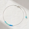 Bracelet de cheville bohème argenté avec perles de cristal bleu dégradé et chaîne réglable - Style Perles Dégradé Bleu (Style F)