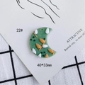 Detalle de colgante de luna verde oscuro con flores 3D, accesorio DIY creativo de 40x33 mm - Estilo Media Luna Verde Oscuro Hojas 3D (22)