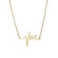Détail du pendentif électrocardiogramme avec petit cœur sur une chaîne plaquée or 18k - Or