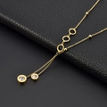 Luxurious 18k gold plated stainless steel Roman circle tassel necklace for women - Gold (A710)