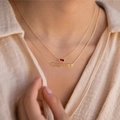 Minimalistisches Goldketten-Set mit rotem Edelstein und Steinbock-Anhänger - Steinbock (YLXL-0361)