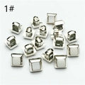 Square silver metal shank buttons with white resin center for DIY sewing and crafts - White Square Style (1#)