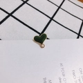 Detail of dark green heart enamel charm with gold-plated metal loop for DIY jewelry - Dark Green