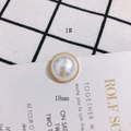 Detail view of 18mm round pearl button earring component with gold twisted metal border - 18mm Round Imitation Pearl Style (1#)