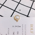 Macro detail of 14.5x12mm S925 silver needle pearl earring charm with gold plated base - 14.5x12mm Pearl Pendant (2#)