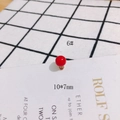 Macro detail of 6# red spherical pearl pendant with gold ring, 10x7mm size S925 silver pin - 10x7mm Bright Red Bead Pendant (6#)