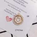 Detail of 27x24mm handmade star charm with golden wire-wrapped crystals and pearls - Crystal Mesh Pendant (6#)