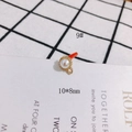 Detailed view of 10x8mm faux pearl pendant connector in gold scalloped setting - 10x8mm Scalloped Edge Pearl Pendant (9#)