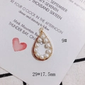 Macro detail of teardrop pearl pendant with gold wire frame for DIY jewelry making - Pearl Water Drop Pendant (9#)