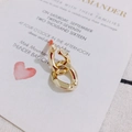Macro detail of gold link earrings with clear zircons on a romantic card - Chunky Chain with Zirconia Style (4#) / Gold