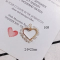 Detailed view of 24x23mm heart pendant with pearls and crystals in gold wire wrap - Pearl Heart Pendant (10#)