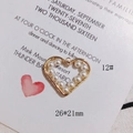 Detailed view of a handmade 26x21mm heart pendant with gold wire and pearls for DIY jewelry - Pearl Heart Pendant (12#)
