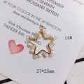 Detailed view of a handmade 27x25mm gold star pendant with pearls and crystals - Pearl Star Pendant (14#)