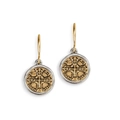 Vintage Ohrringe mit zweifarbigem Münzanhänger und Kreuzgravur für Damen in Gold-Silber - Ohrringe / Gold Kreuz Stil