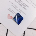 Blue marble texture resin rhombus pendant earring accessory with pre-drilled hole - 10# Dark Blue Marble