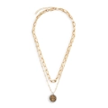 Zweilagige Goldkette mit Vintage-Münzanhänger und Kreuz-Design für Damen - Halskette / Gold Kreuz Stil