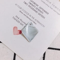 DIY diamond shaped resin earring charm with grey marble texture on a white card prop - 14# Gray and White Marble