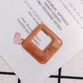 Amber orange marble resin square cutout pendant with single hole for DIY jewelry - Amber Orange Marble (9#)