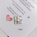 15mm square mosaic shell charm accessory with colorful iridescent checkered patterns - Colorful Checkered Square Mosaic Splicing (3#)