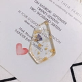 Handmade resin pentagon pendant with gold foil, dried purple flower and faux pearl accent - Artificial Pearl Dried Flower Style (1#)