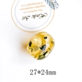 Cuenta ovalada de resina amarilla con inclusiones botánicas para pendientes DIY, 27x24mm - Amarillo Translúcido con Inclusiones Botánicas (1)