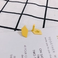 Irregular geometric drop earrings in matte bright yellow finish with DIY ear studs - 3# Yellow