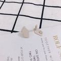 Minimalist beige irregular pentagon alloy stud earrings with soft matte spray finish - 1# Creamy White