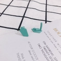 Matte mint green irregular geometric alloy stud earrings on a stylish white card - 6#Green
