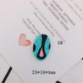 Detalle de colgante DIY verde menta con rayas negras y puntos rosas, 25x16mm - Ovalado Rayas Verde Menta y Lunares(5#)
