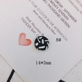 Detalle de cuenta redonda de resina en blanco y negro tamaño 14x3mm para pendientes DIY - Redondo Base Negra con Rayas Blancas(8#)