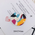 Detail of fan-shaped resin earring charm with colorful abstract oil painting effect - Abstract Color Block Fan (2#)