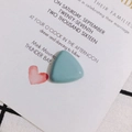 Close-up of a light blue triangular resin charm for DIY accessories on a white card - 4# Bean Paste Green