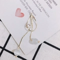 Détail de boucles d'oreilles longues dorées avec perles œil-de-chat et cristaux en goutte - Style Goutte Or avec Frange (4#)