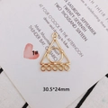 Golden alloy triangle earring connector with five hanging loops and 30.5*24mm size - Hollow Wire Wrapped Triangle Style (KP3108)