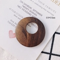 Macro detail of a 44mm brown geometric round wooden pendant for DIY jewelry making - Large Round Ring Pendant (4#)