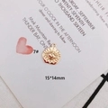 Detailed view of evil eye gold charm with textured center and size 15x14mm measurements - Polygonal Evil Eye Style (KP3108)
