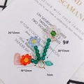 Detail view of crystal glass flower charms with precise size measurements for DIY crafts - Multicolor Floral Decoration Pendant (9#)