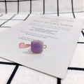 Detailed view of square purple enamel charm with gold metal frame for jewelry making - 4# Purple